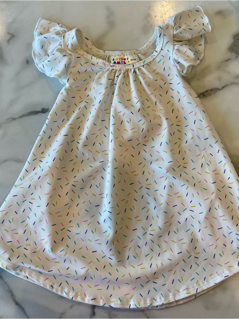 Dot Dot Smile White Dress with Multicolor Sprinkles